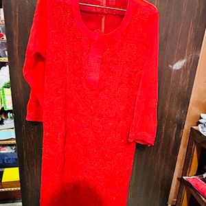 Red Chikenkari Kurta❣️