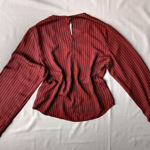 New Snidel Stripped Maroon Crop Top