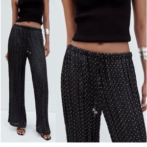 Zara Polka Dot Wrinkle Effect Trousers