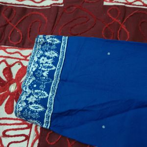 Blue Embroidered Kurta Set With Palazzo