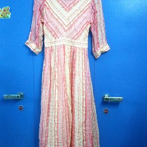 Ritu Kumar Geometric Pattern Peach Long Gown