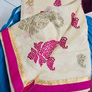 Super Net Handmade Embroidery All over Saree