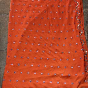 Orange Embroidery Saree