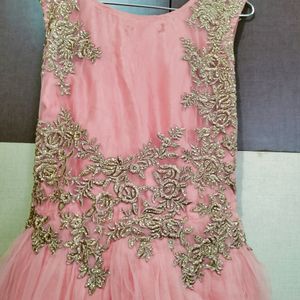 Pink Gown With Beautiful Embroidery