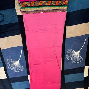 Pink Beautiful Saree With Broad Border