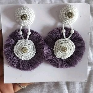 Silk Thread And Pot Moti Earrings