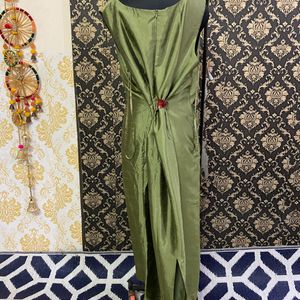 Plus Size Beautiful Green Silk Gown