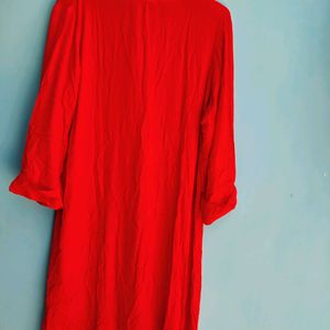 High Low Solid Red Long Tunic Top