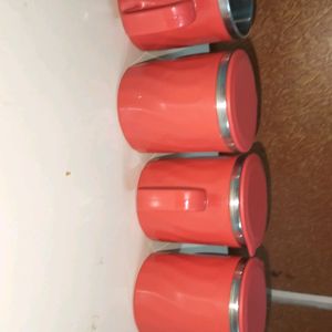 Steal Tea Mug Red Colour 4 Set