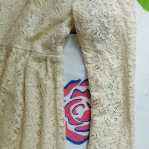 Korean cream lace dress