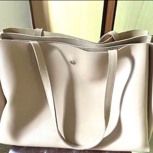 ☕ Classic Leather - Beige Tote Bag