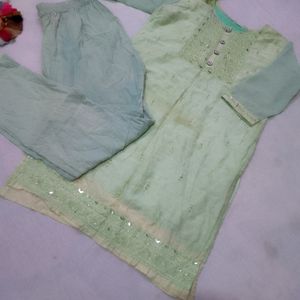 Green Mirror Work Suit Set