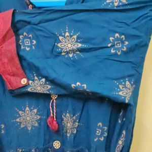 Blue And Golden Kurti Women