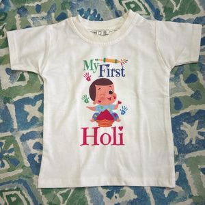 First Holi Themed Tee For Baby