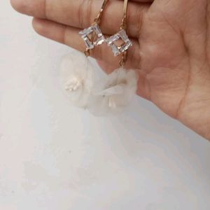 White Flower Earrings