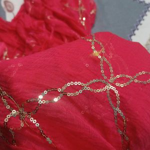 Women Embroidered Pink Colour Dupatta