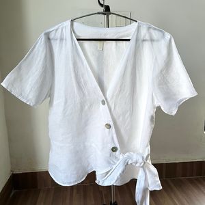 H&M Wrap Up Linen Top