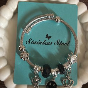 Silver Charm Black bracelet