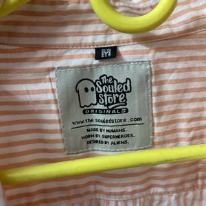 Peach Striped Boyfriend Fit Shirt