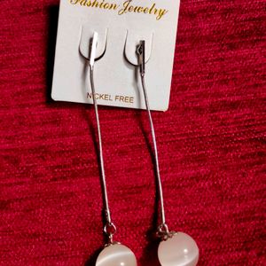 Silver Earrings With White Marble