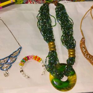 Four Necklace Combo With Braclet
