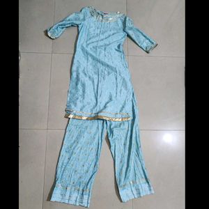 Festive Delight Sky Blue Shimmer Suit