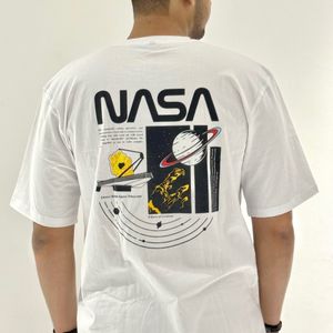 Oversize NASA Printed White Cotton New Tshirt