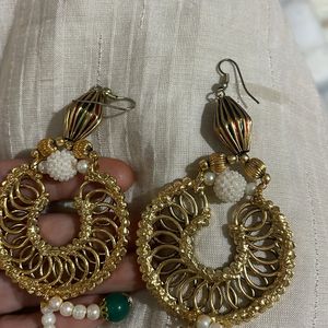 Chand Bali Earrings With Pearl Latkan Hook loops