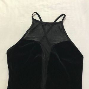 Soft Velvet Black Bodysuit Bust 32-34(stretchy)