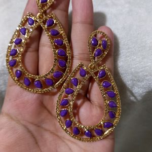 Party Purple And Golden Mix Earrings