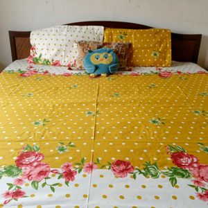 King Size Double Bedsheet With 2 Pillow Cover