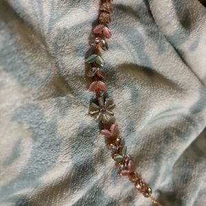 Rose Gold Neck Chain With Glass Stones