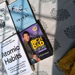 Ikigai+ Atomic Habits+ Money + Rich Dad Book