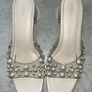 LUNA BLU Ivory Mida Pearl Cup Mules