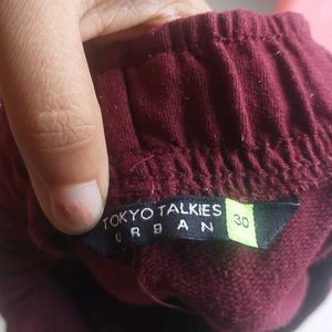 Tokyo Talkies Regular Shorts(Burgundy)(30 Inch)