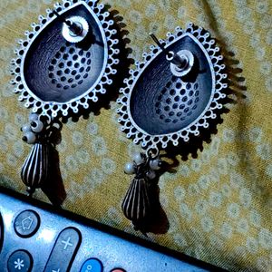 Tear Drop Oxidised Earrings