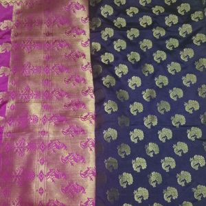 Semi Silk Purple Colour Saree With Pink Colour Peocock Print Border