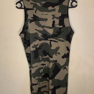 Green Camouflage Long Tank Top