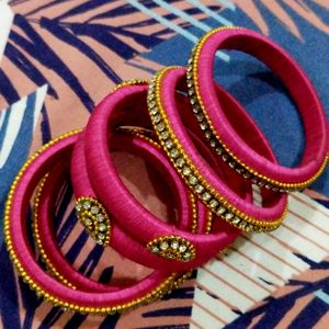 Handmade Pink Thread Bangles (Check Description)