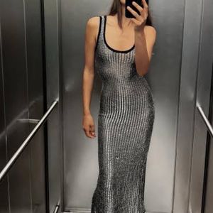 Silver Metallic Bodycon Dress