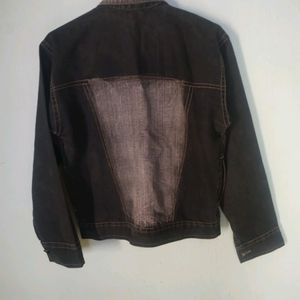 Women Black & Gray Color Solid Denim Jacket