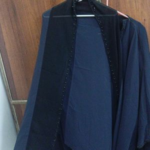 Modesty Navy Blue And Black Kaftan Abaya