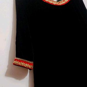 Black Velvet Partywear Kurti For 34 Bust