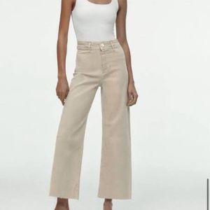 Zara Beige Grunge Trousers Size -28