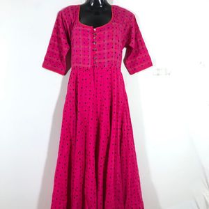 Rose Pink Printed Maxi Dress (Women’s)