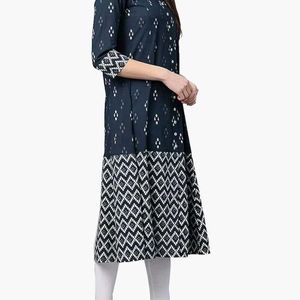 Women's Cotton Ikat Printed A-Line Kurta