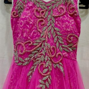 Silk And Net Pink Gown