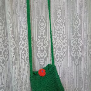 Knitted Green Sling Bag