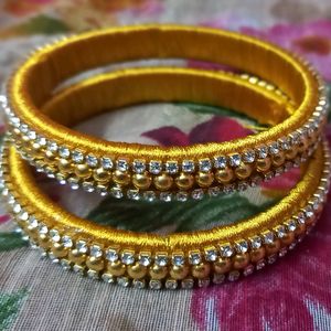 Silk Thread Gold Pearl Bangle