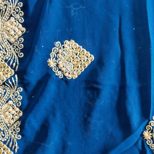 Embroidery Saree With Blouse And Stone